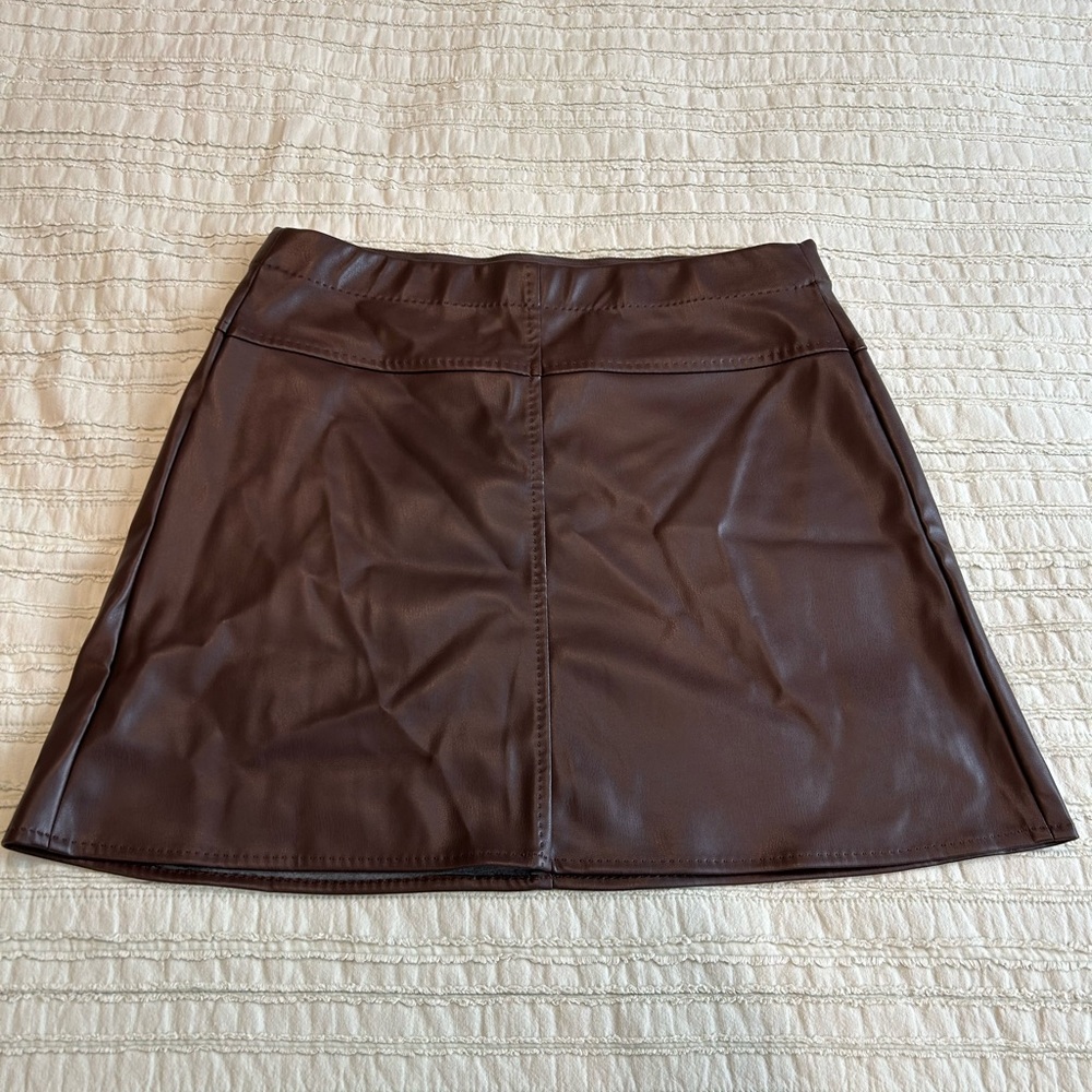 Brown leather skirt